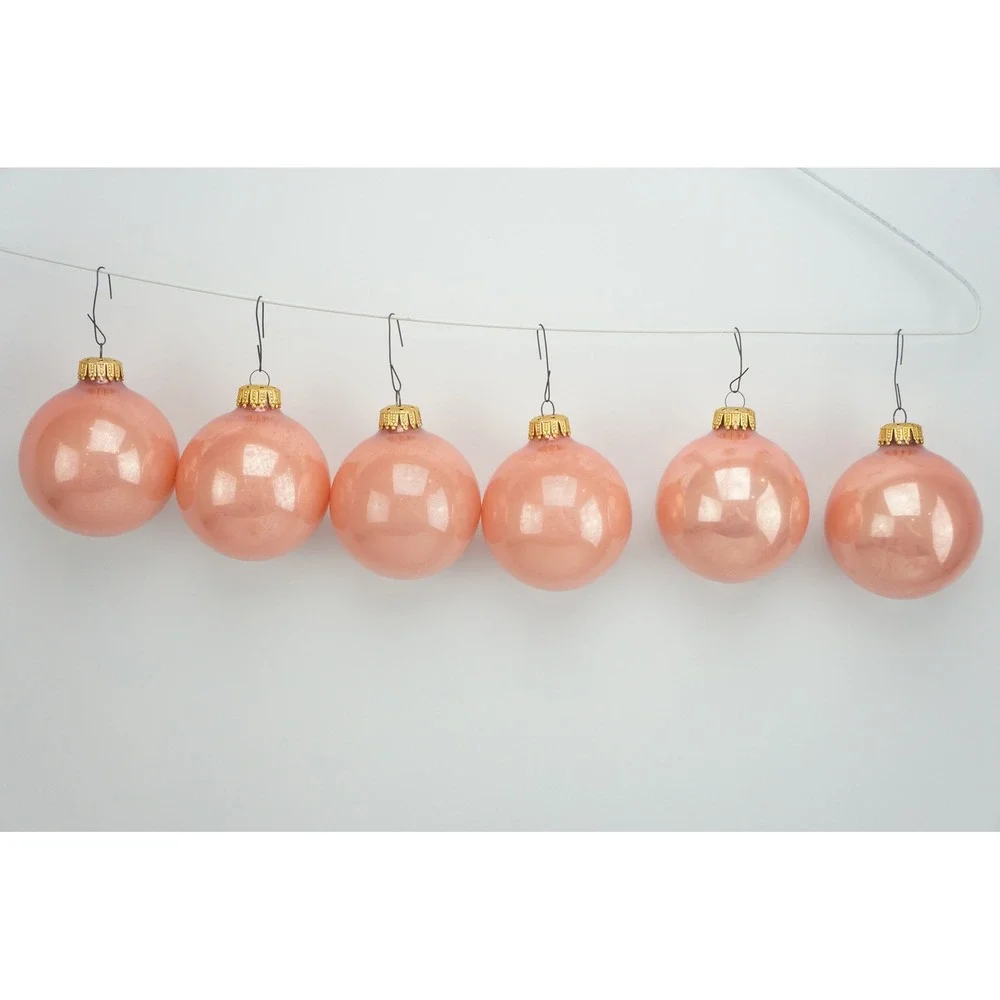 Vintage Mercury Glass Christmas Ornaments Pink Set of 6 Iridescent Ball VGC